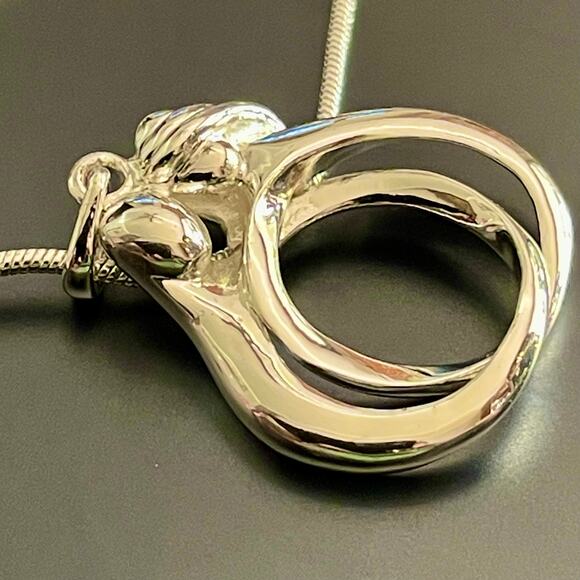 Interlocking Circles Silver Tone Necklace - Picture 7 of 7